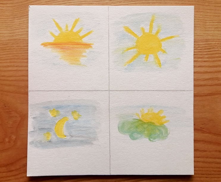 Dessin du soleil lors d'une journee